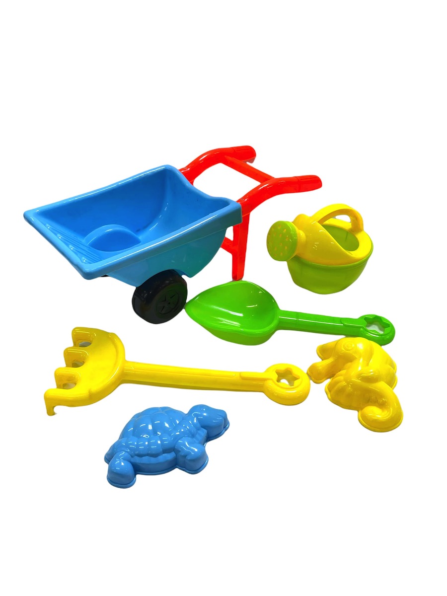 Set De 6 Juguetes De Playa – Carretilla, Pala, Rastrillo Y Moldes Para Arena Y Nieve