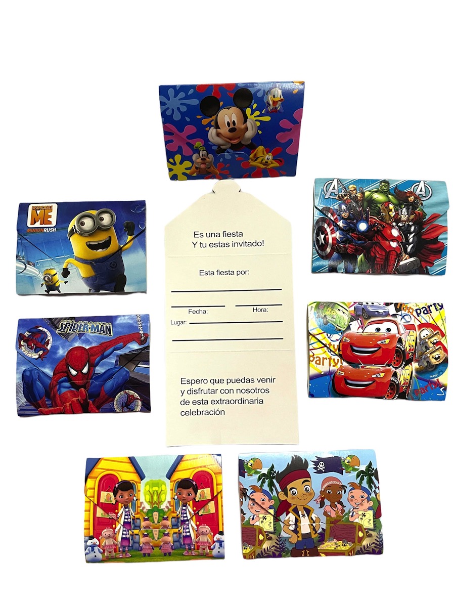 Disney 12 Sets De Tarjeta De Invitación De Fiesta De Cumpleaños Con, image size:900x1200